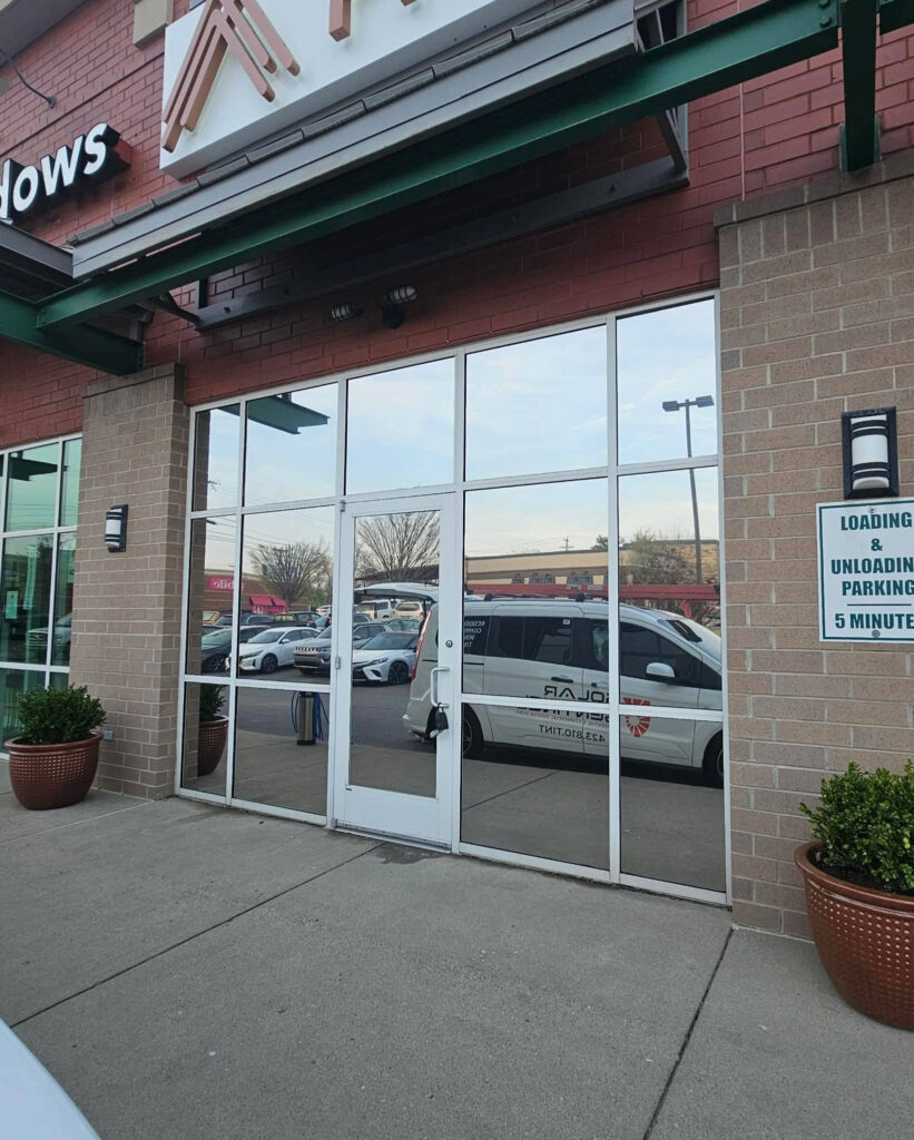 Commercial storefront with window film