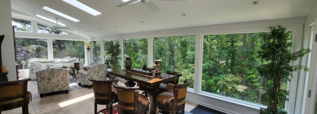 Sunroom with skylights and a wall of windows in East Brainerd, TN with window film by Solar Sentinel