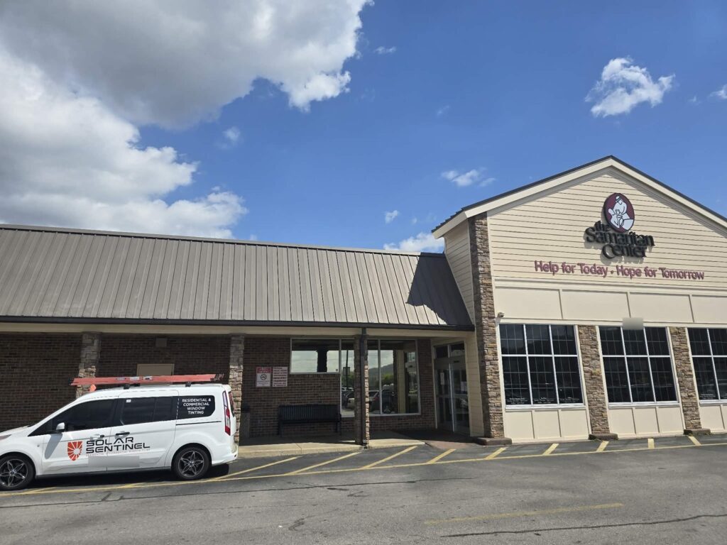 Nonprofit office in Ooltewah, TN with commercial window film on its large front windows