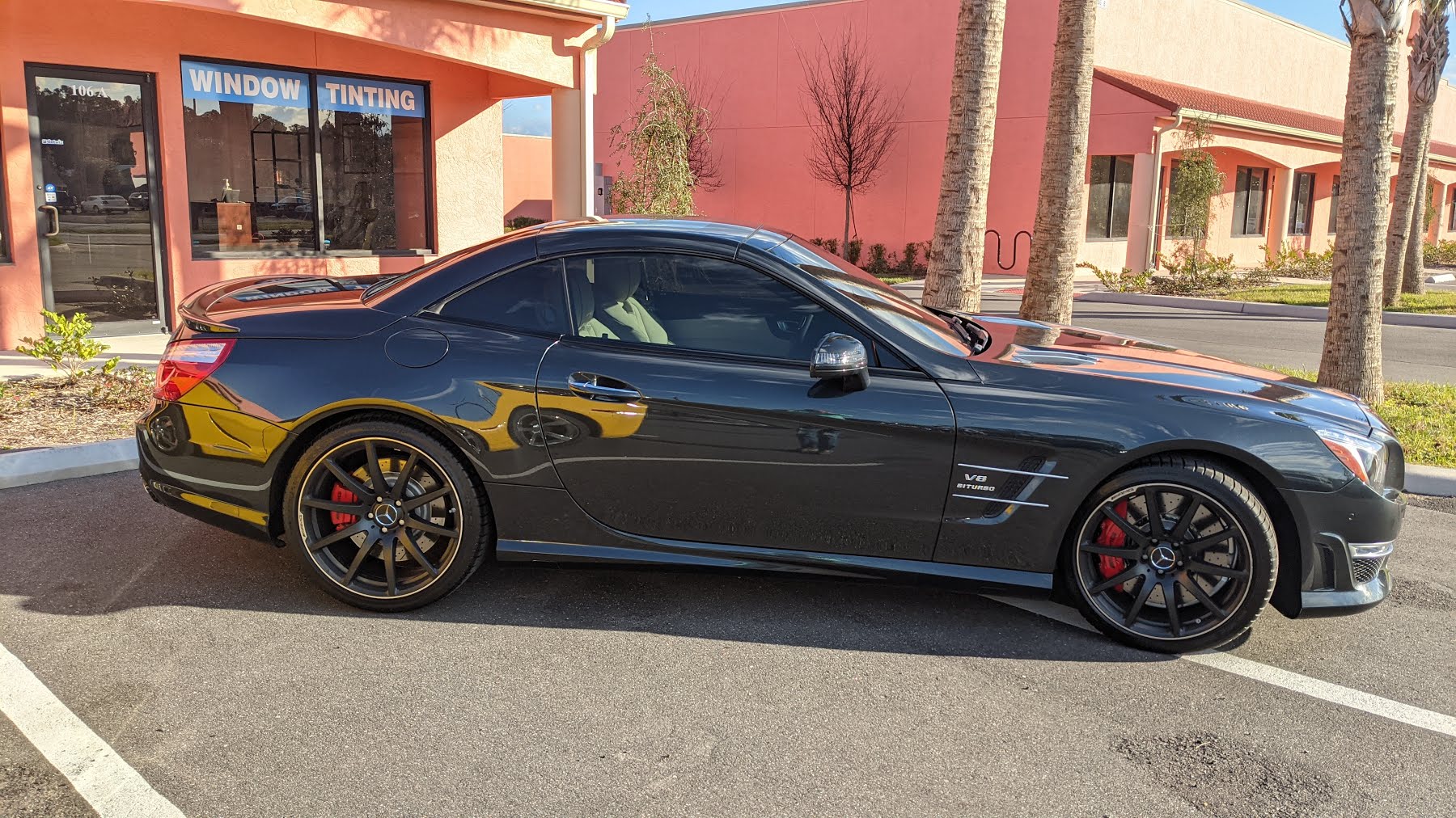 Black Mercedes with tinted windows, Palm Coast car window tinting