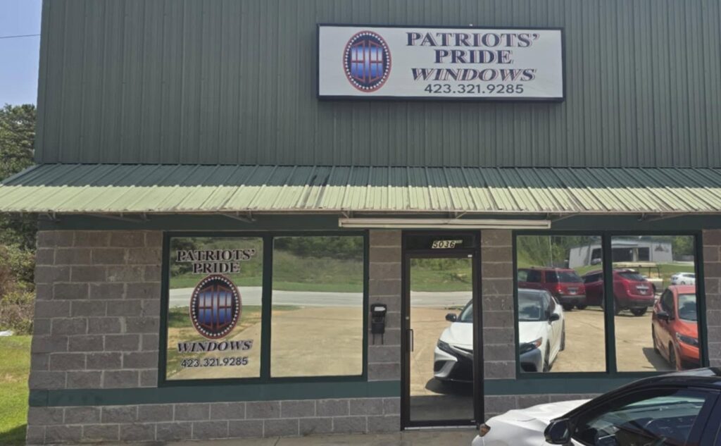 Window film installed on the Patriots' Pride Windows storefront